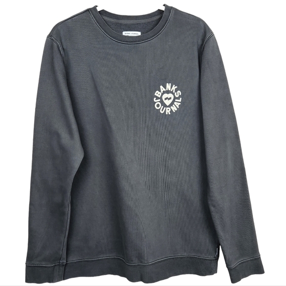 Banks Journal Gray Logo Sweatshirt Pullover Popover Crewneck Women's Size Small - Picture 1 of 5